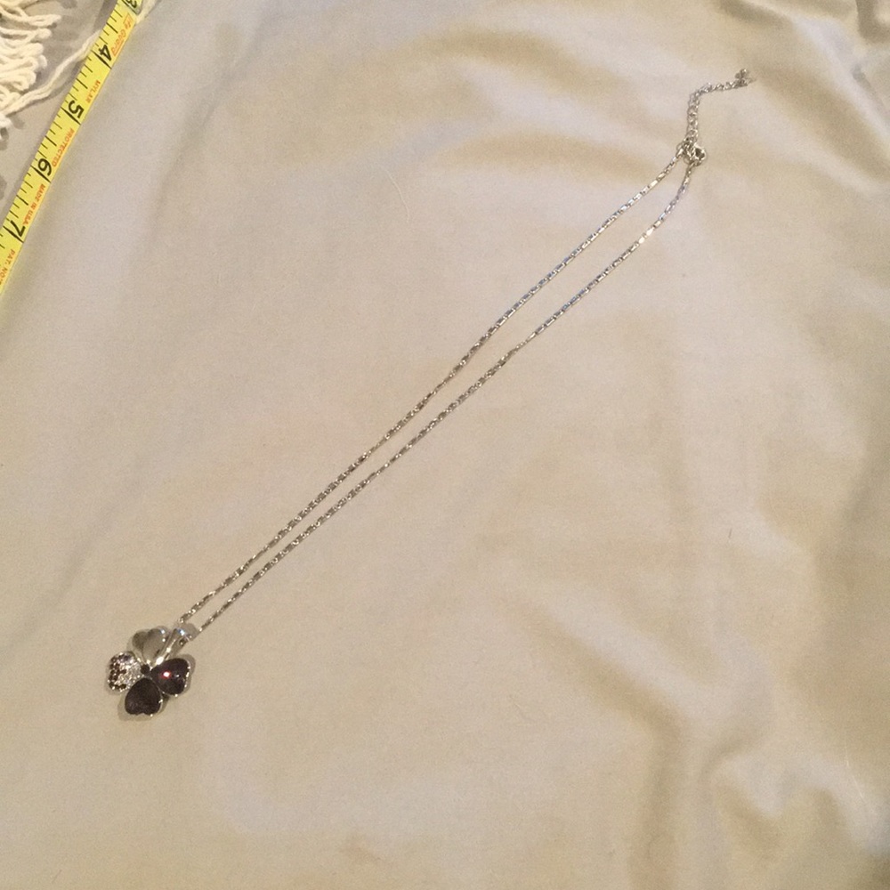 Purple Crystal Four Leaf Clover Necklace - Picture 2 of 4